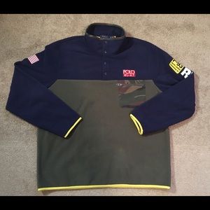 Polo Ralph Lauren Blue Fleece 1/2 Button Sweatshirt Blue Green Mens